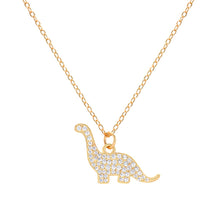 Dragon Dinosaur 925 Sterling Silver Necklace with Yellow Gold