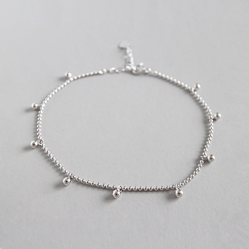 925 Sterling Silver Fashion Dangle Beads Chain Anklet