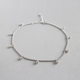 925 Sterling Silver Fashion Dangle Beads Chain Anklet