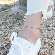 925 Sterling Silver Fashion Dangle Beads Chain Anklet