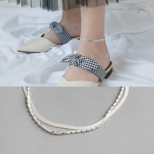 Double Layered Herringbone Chain Anklet in 925 Sterling Silver