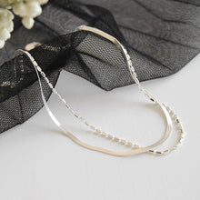 Double Layered Herringbone Chain Anklet in 925 Sterling Silver