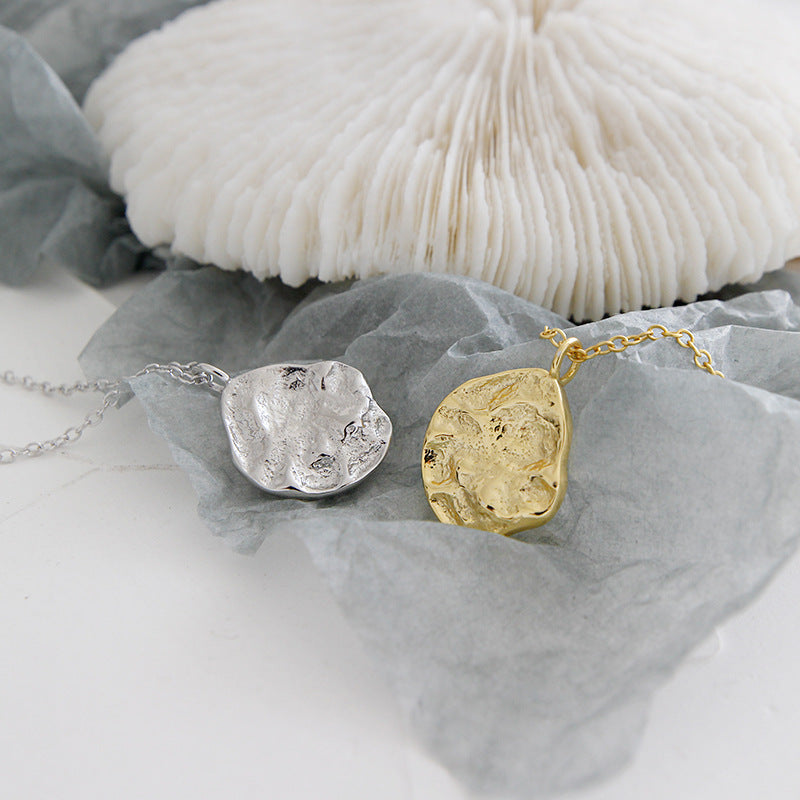 Casual Irregular Rock Stone Necklace in 925 Sterling Silver