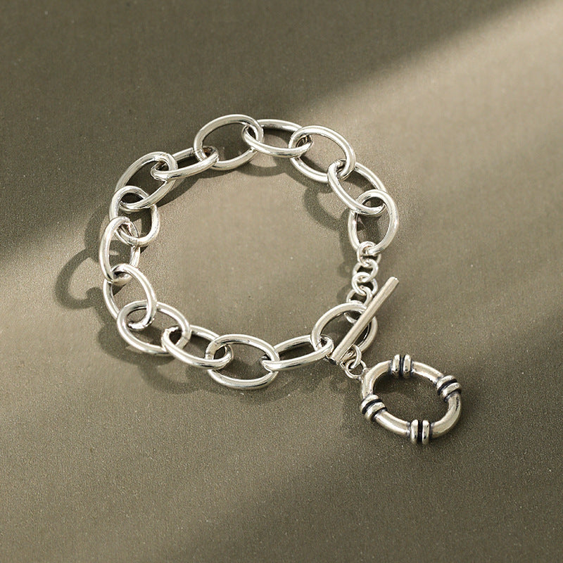 Vintage 925 Sterling Silver Hollow Rolo Chain Bracelet