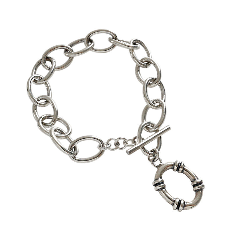 Vintage 925 Sterling Silver Hollow Rolo Chain Bracelet