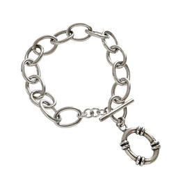 Vintage 925 Sterling Silver Hollow Rolo Chain Bracelet