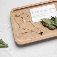 Green Square CZ 925 Sterling Silver Necklace