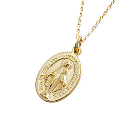 Holy Maria Ellipse Tag Letters Necklace - 925 Sterling Silver