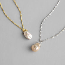 Anniversary Irregular Natural Pearl Necklace in 925 Sterling Silver