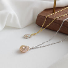 Anniversary Irregular Natural Pearl Necklace in 925 Sterling Silver