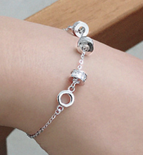 CZ Lucky Transfer Beads Circles 925 Sterling Silver Bracelet