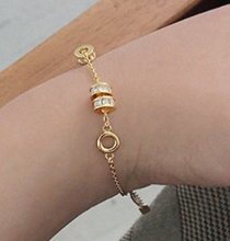 CZ Lucky Transfer Beads Circles 925 Sterling Silver Bracelet