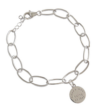 925 Sterling Silver Hollow Chain Bracelet with Letters Tag