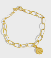 925 Sterling Silver Hollow Chain Bracelet with Letters Tag