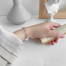 925 Sterling Silver Hollow Chain Bracelet with Letters Tag