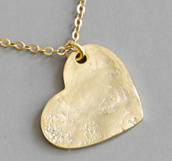 Irregular Surface Heart 925 Sterling Silver Necklace