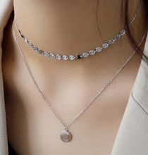 Geometry Wafer Double Layer 925 Sterling Silver Necklace