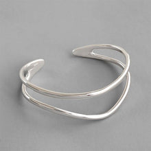 Elegant 925 Sterling Silver Double Layer Open Bangle