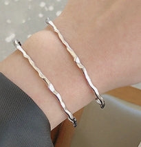 Irregular 925 Sterling Silver Open Bangle