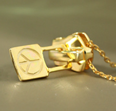 Peace Sign Zipper Puller Necklace in 925 Sterling Silver
