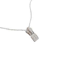Peace Sign Zipper Puller Necklace in 925 Sterling Silver
