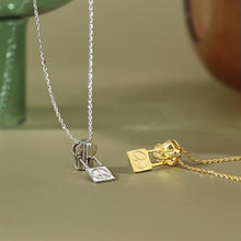 Peace Sign Zipper Puller Necklace in 925 Sterling Silver