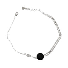 Black Round Chain CZ Anklet in 925 Sterling Silver