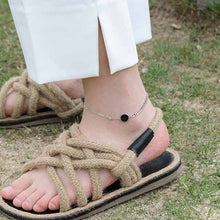 Black Round Chain CZ Anklet in 925 Sterling Silver