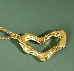 Irregular Hollow Heart 925 Sterling Silver Necklace