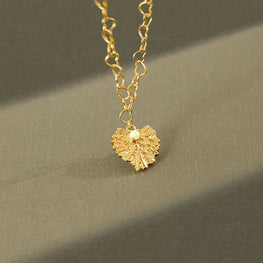 Created Opal Heart Leaf Necklace in 925 Sterling Silver