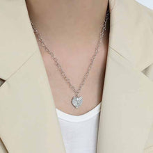 Created Opal Heart Leaf Necklace in 925 Sterling Silver