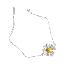 Girl's Enamel White Daisy Flower Bracelet in 925 Sterling Silver