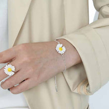 Girl's Enamel White Daisy Flower Bracelet in 925 Sterling Silver