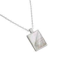Geometry Mother of Shell Rectangle Tag 925 Silver Necklace