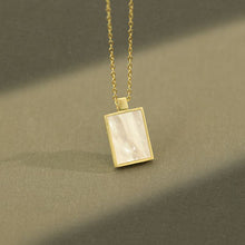 Geometry Mother of Shell Rectangle Tag 925 Silver Necklace