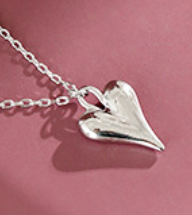 Girl Irregular Heart 925 Sterling Silver Necklace
