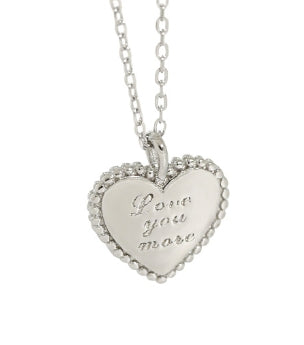 Love Your More Letters Heart Necklace in 925 Sterling Silver