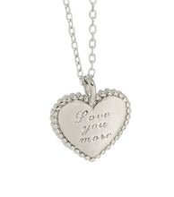 Love Your More Letters Heart Necklace in 925 Sterling Silver