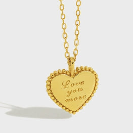 Love Your More Letters Heart Necklace in 925 Sterling Silver