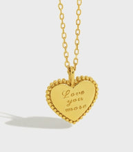 Love Your More Letters Heart Necklace in 925 Sterling Silver