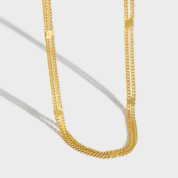 Double Layer 925 Sterling Silver Choker Necklace