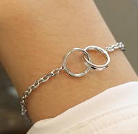 Party Double Circles 925 Sterling Silver Chain Bracelet