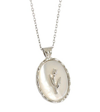 Shell Oval Tulips 925 Sterling Silver Necklace