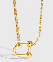 U Shape 925 Sterling Silver Necklace with Adjustable Chain