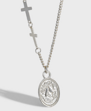 Gift Oval Tag Cross Chain 925 Sterling Silver Necklace