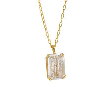 Geometric Square Golden Sandstone & White Crystal Necklace