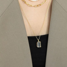 Geometric Square Golden Sandstone & White Crystal Necklace