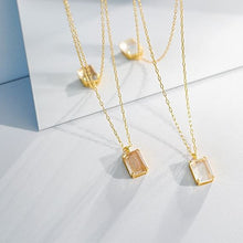 Geometric Square Golden Sandstone & White Crystal Necklace