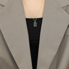 Geometric Square Golden Sandstone & White Crystal Necklace