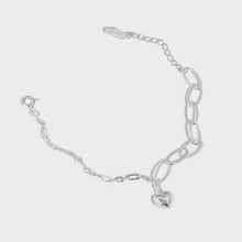 Irregular Hollow Heart Chain Bracelet in 925 Sterling Silver